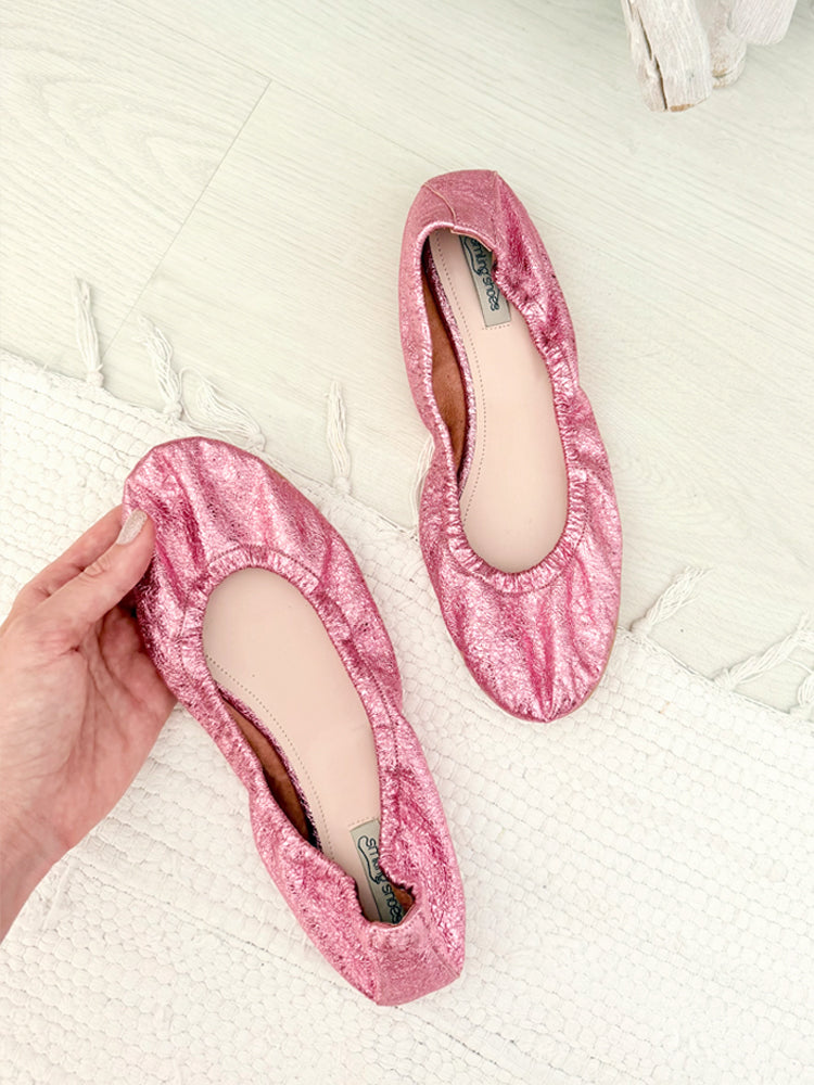 ALAIA B151 Balerini rotunzi piele, rose lacuit