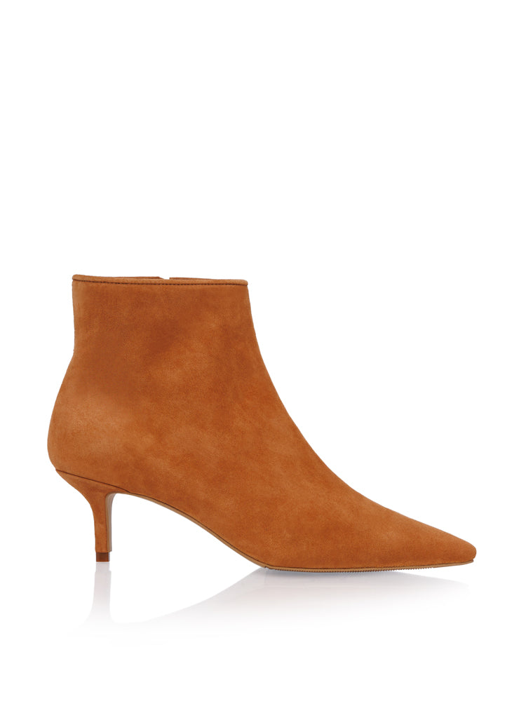 KAISA GD101 Botine scurte piele intoarsa, toc cui mic