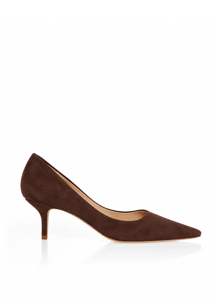 KIKI PD60 Pantofi stiletto piele intoarsa, toc cui mic, maron