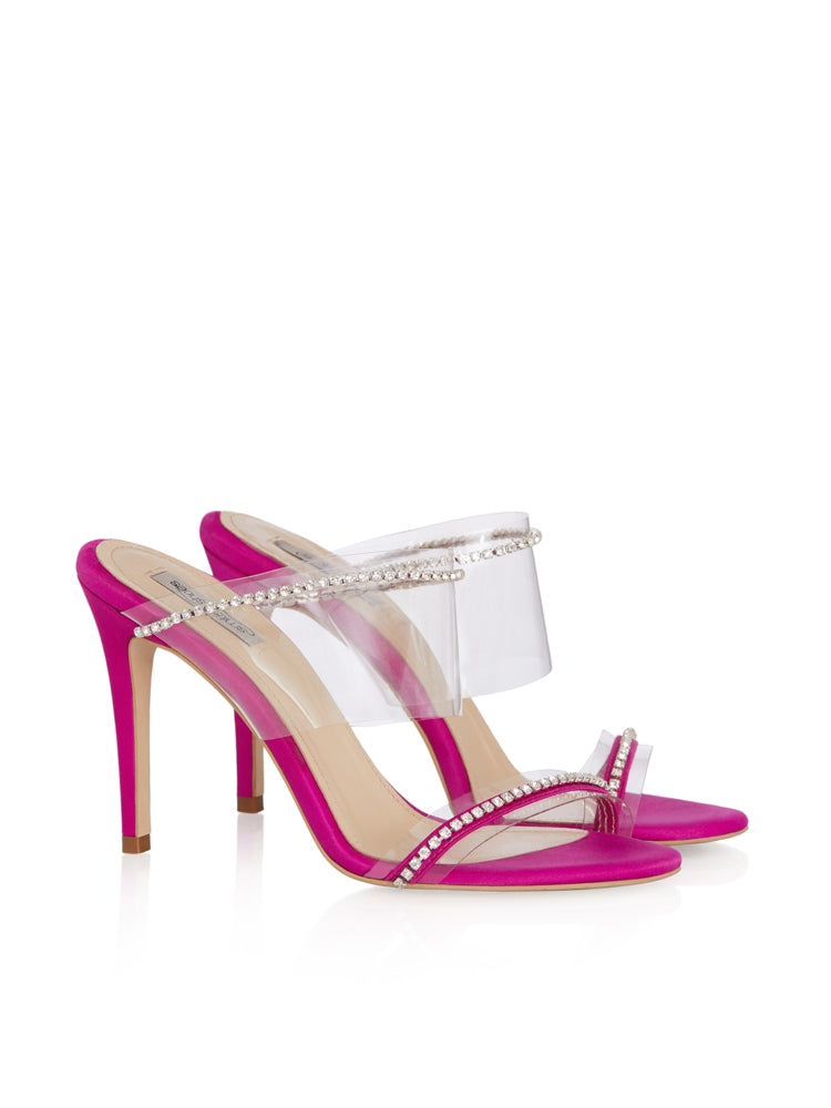 LILY SD73S Saboti satin, toc cui inalt – Smiling Shoes