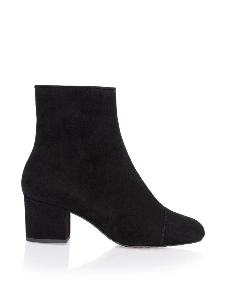 LINDA GD50 Botine scurte piele intoarsa, toc gros mic