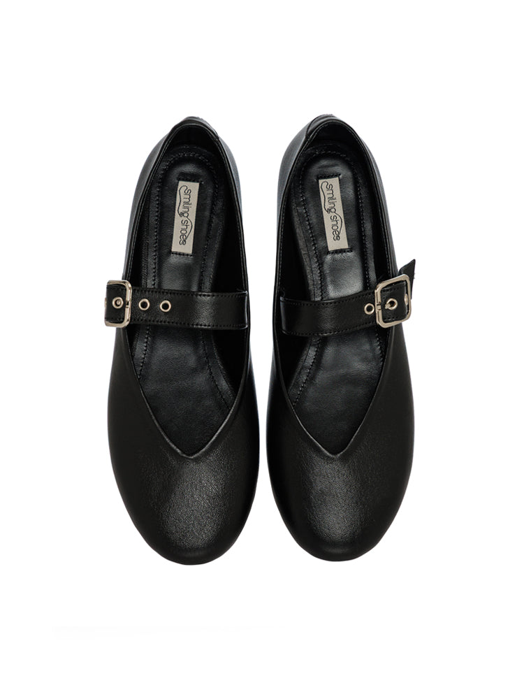 LUNDY B160 Balerini rotunzi piele, negru