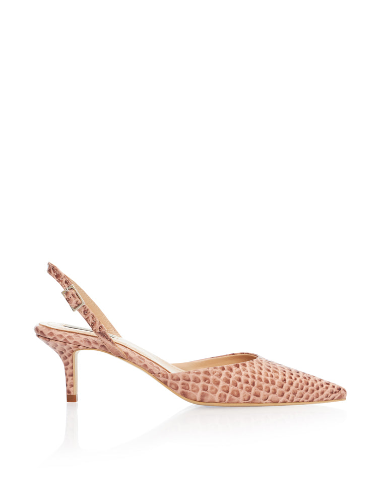 BELLA PD71 Pantofi stiletto piele, toc cui mic, croco