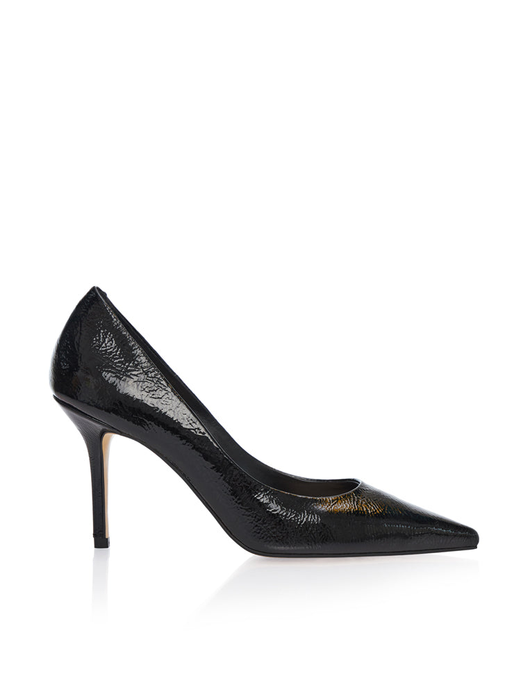 ROMY PD88 Pantofi stiletto piele, toc cui inalt, negru lac