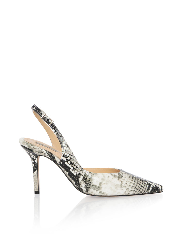 LEAH PD89 Pantofi stiletto piele, toc cui inalt, print sarpe