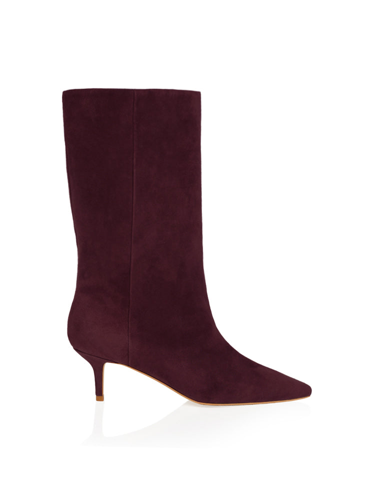 STELLA CD72 Cizme scurte drepte, piele intoarsa, toc cui mic