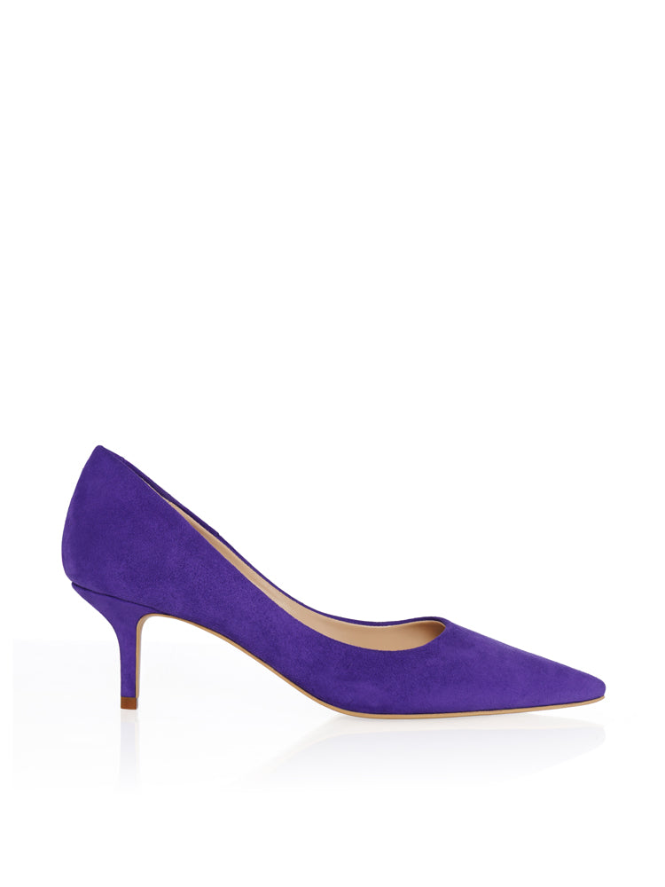 ZURI PD60 Pantofi stiletto piele intoarsa, toc cui mic, violet